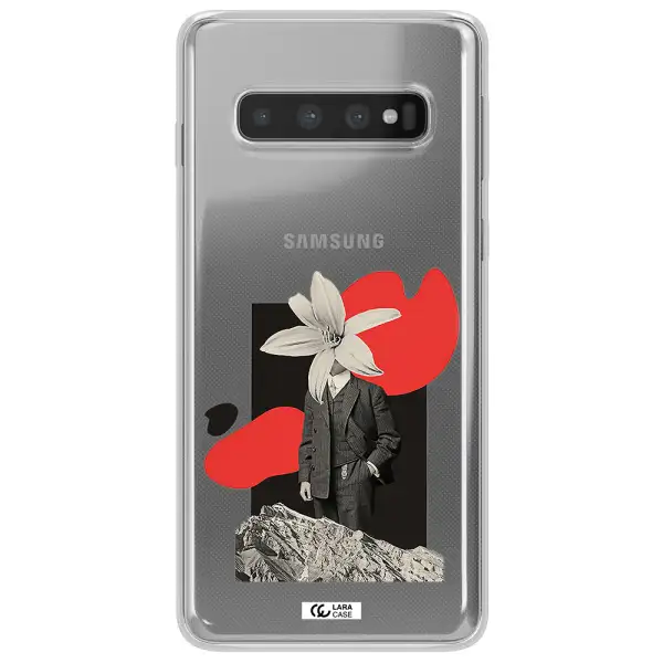 a man in a suit with a flower head Samsung S10 Plus Clear TPU Case