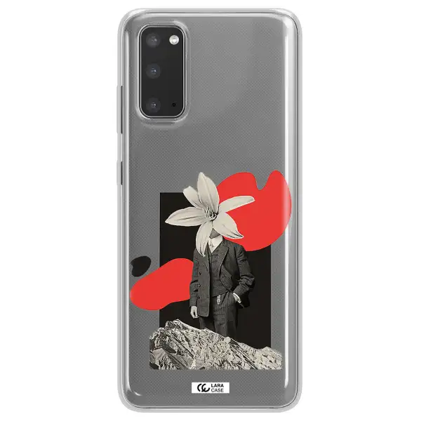 a man in a suit with a flower head Samsung S20 Clear TPU Case