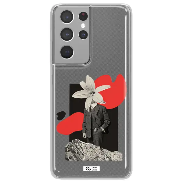 a man in a suit with a flower head Samsung S21 Ultra Clear TPU Case