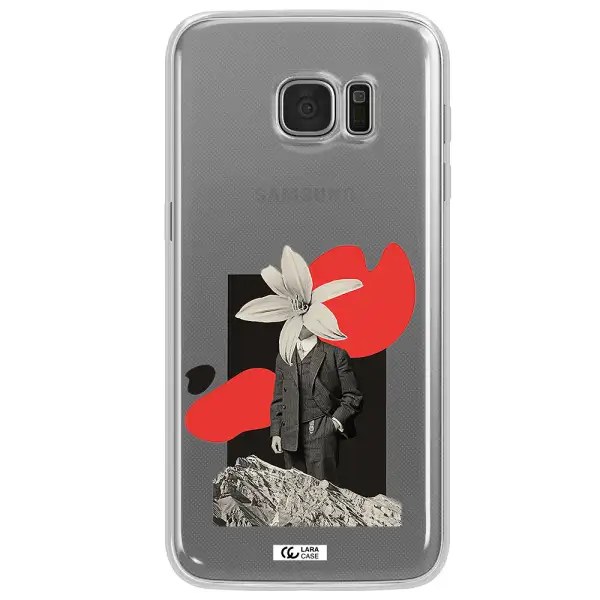 a man in a suit with a flower head Samsung S7 Edge Clear TPU Case