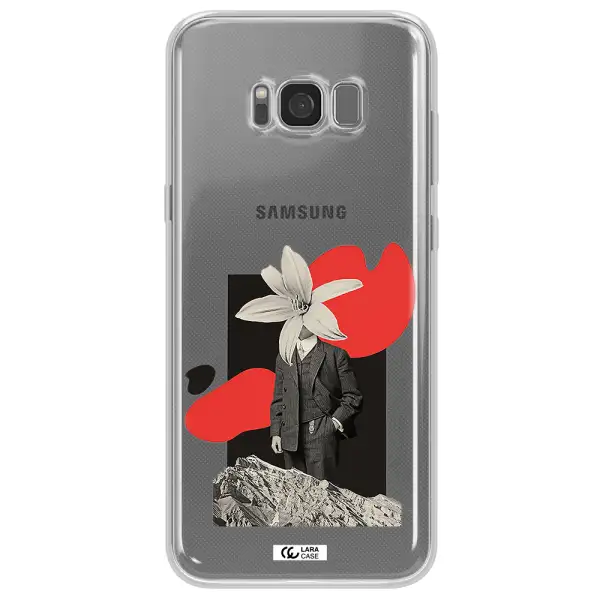a man in a suit with a flower head Samsung S8 Plus Clear TPU Case