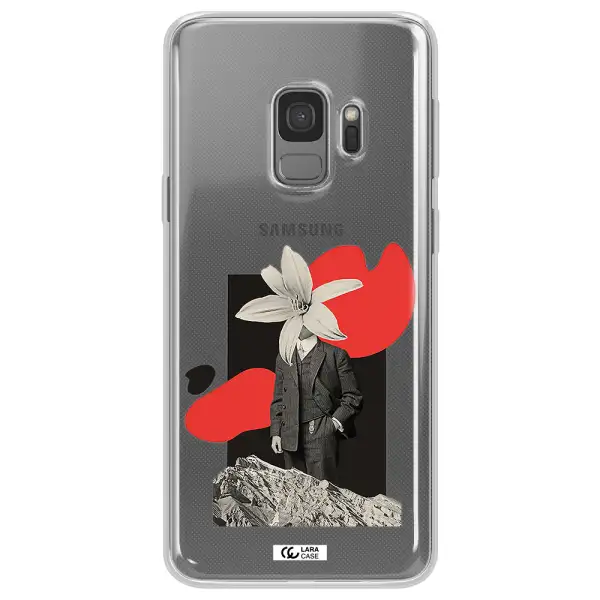 a man in a suit with a flower head Samsung S9 Clear TPU Case
