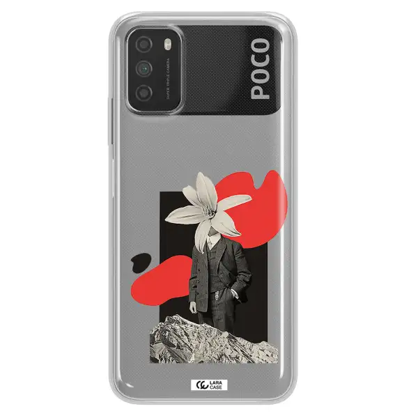 a man in a suit with a flower head Xiaomi Poco M3 Clear TPU Case