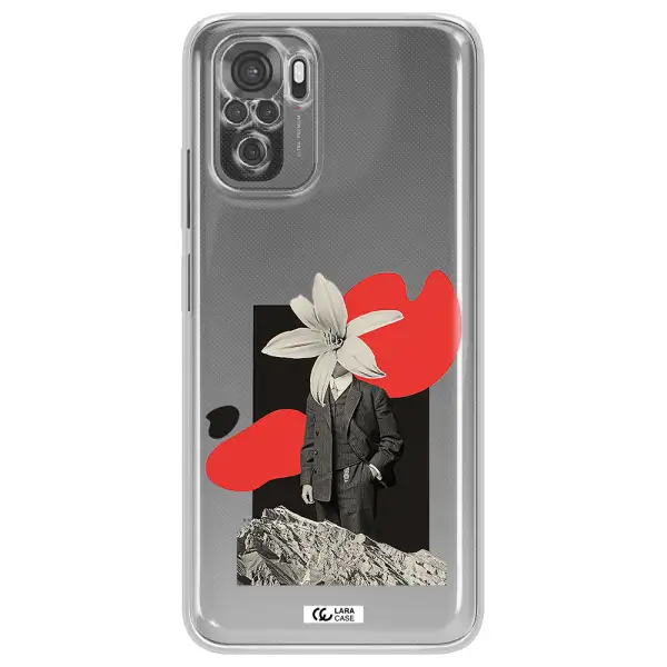 A Man In A Suit With A Flower Head Xiaomi Redmi Note 10S Clear Tpu Case