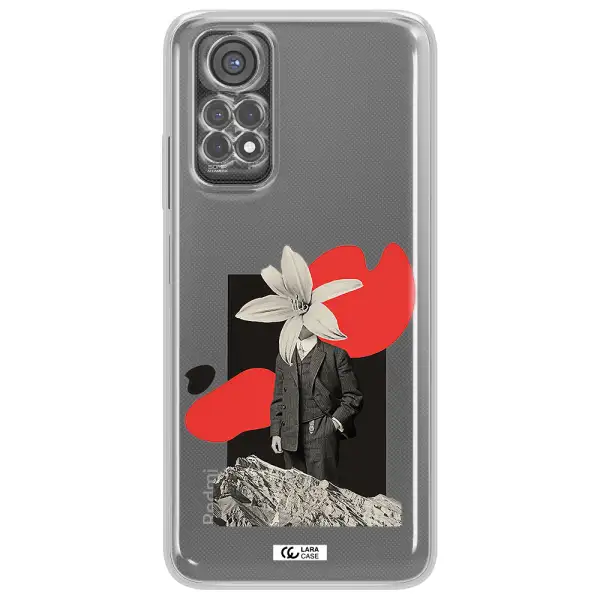 A Man In A Suit With A Flower Head Xiaomi Redmi Note 11S Clear Tpu Case