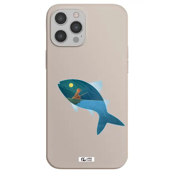 a fish with a man fishing Apple iPhone 12 pro max Silicone Stone Case