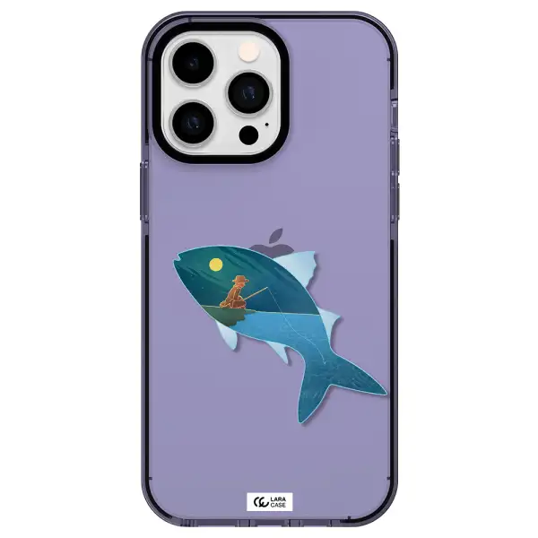 a fish with a man fishing Apple iPhone 14 pro max impact Lilac Case