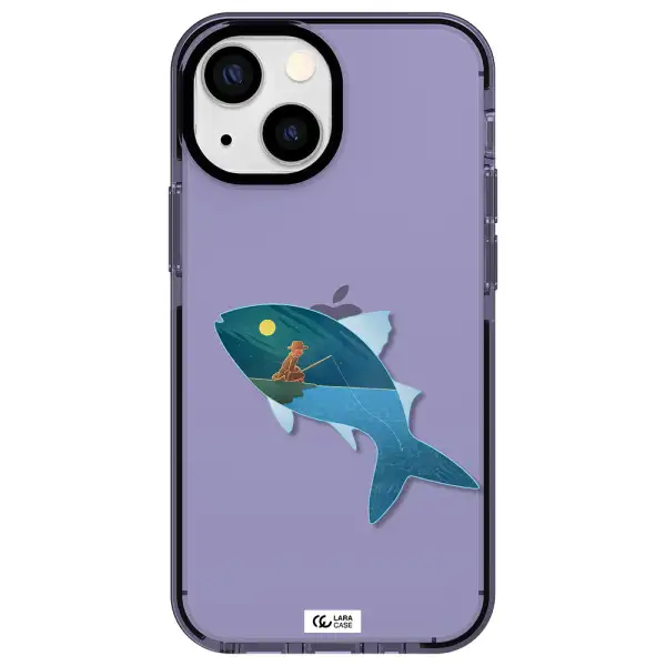 a fish with a man fishing Apple iPhone 15 Plus impact Lilac Case