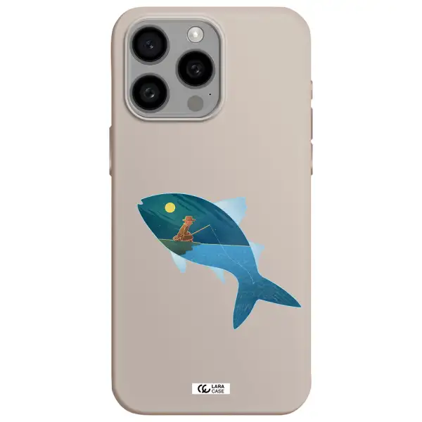 a fish with a man fishing Apple Iphone 15 Pro max Silicone Stone Case