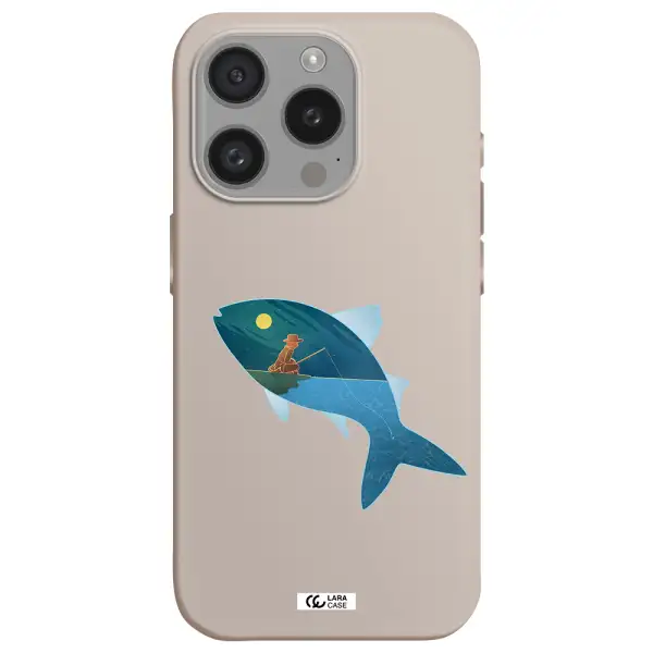 A Fish With A Man Fishing Apple Iphone 15 Pro Silicone Stone Case