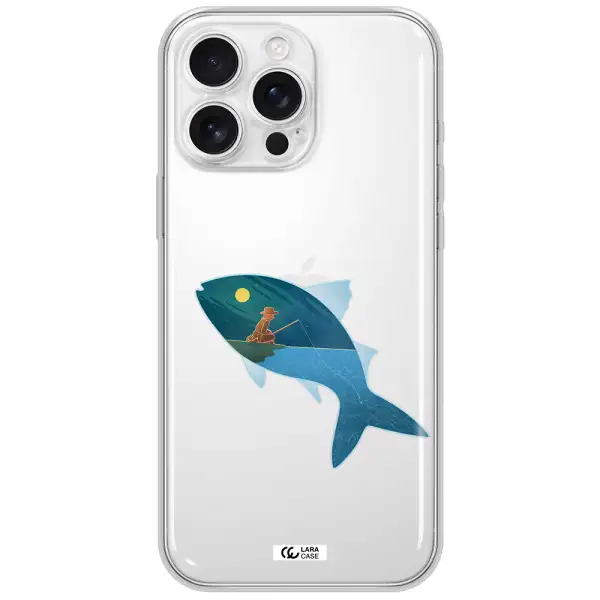A Fish With A Man Fishing Apple Iphone 16 Pro Max Clear Tpu Case