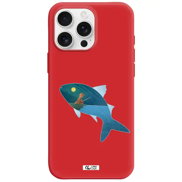 A Fish With A Man Fishing Apple Iphone 16 Pro Max Silicone Stone Case