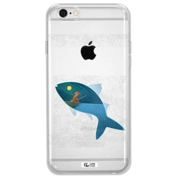 a fish with a man fishing Apple iPhone 6 Clear TPU Case