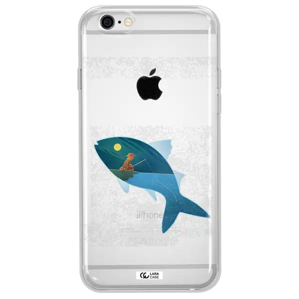 a fish with a man fishing Apple iPhone 6 plus Clear TPU Case