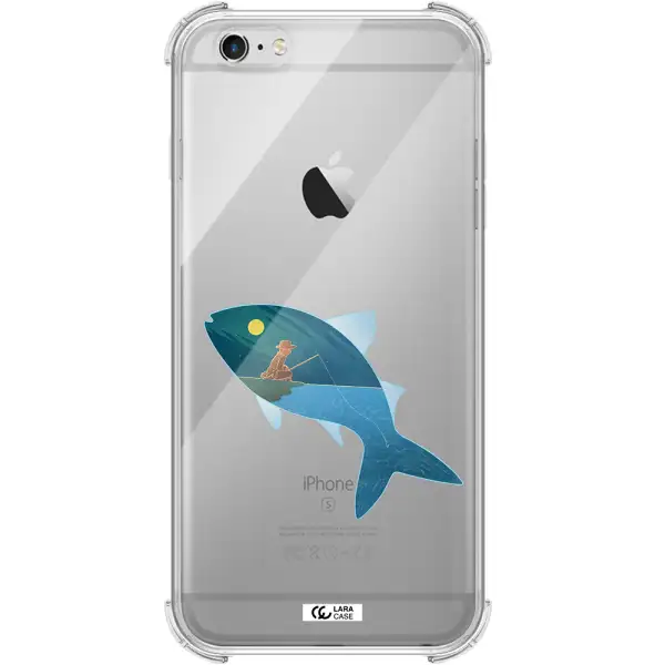 a fish with a man fishing Apple iPhone 6 s plus Clear PC Case