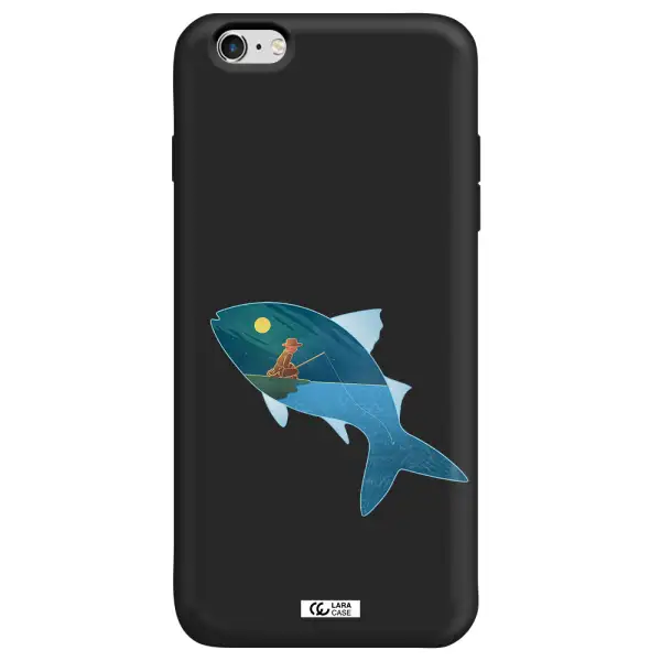 a fish with a man fishing Apple iPhone 6 s plus Silicone black Case