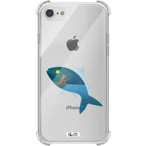 a fish with a man fishing Apple iPhone 7 Clear PC Case
