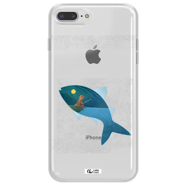 a fish with a man fishing Apple iPhone 8 plus Clear TPU Case