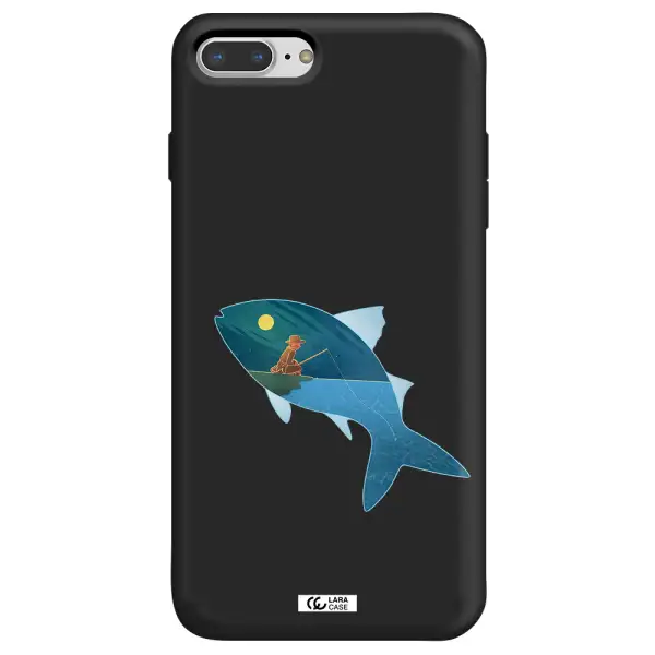 a fish with a man fishing Apple iPhone 8 plus Silicone black Case