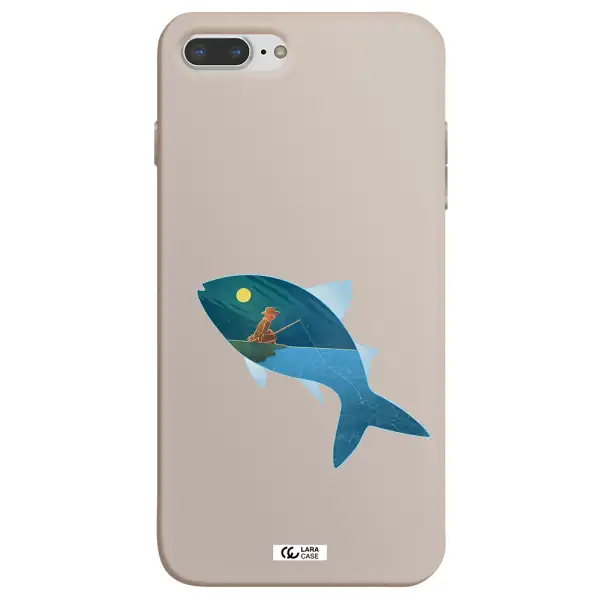 a fish with a man fishing Apple iPhone 8 plus Silicone Stone Case