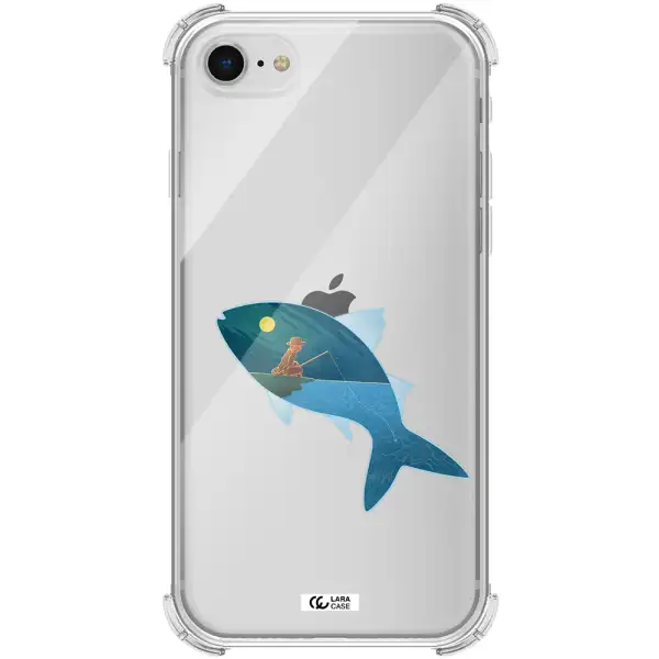 a fish with a man fishing Apple iPhone se 2020 Clear PC Case