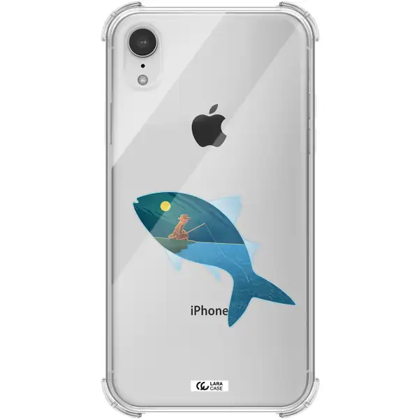 a fish with a man fishing Apple iPhone XR Clear PC Case