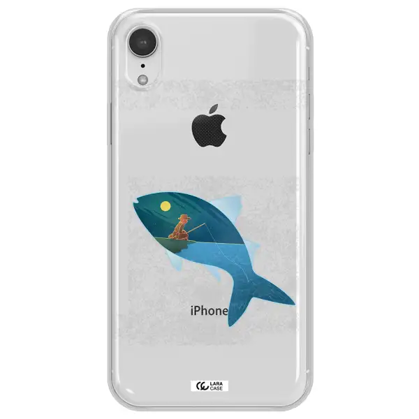 a fish with a man fishing Apple iPhone XR Clear TPU Case