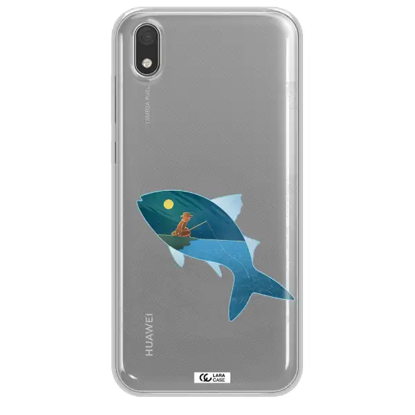a fish with a man fishing Huawei Honor 8S Clear TPU Case