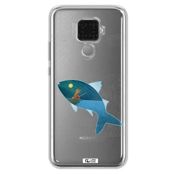 a fish with a man fishing Huawei Mate 30 Lite Clear TPU Case