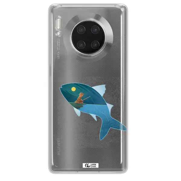 a fish with a man fishing Huawei Mate 30 Pro Clear TPU Case