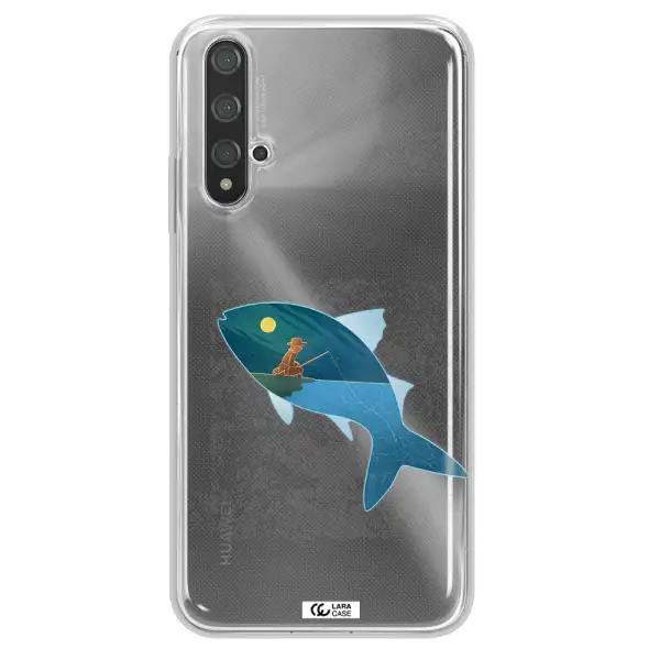 a fish with a man fishing Huawei Nova 5t Clear TPU Case