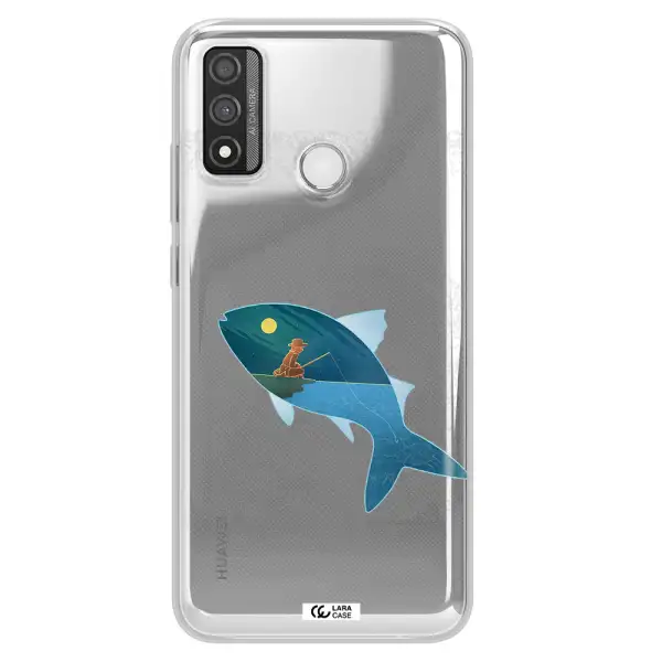 a fish with a man fishing Huawei P Smart 2020 Clear TPU Case