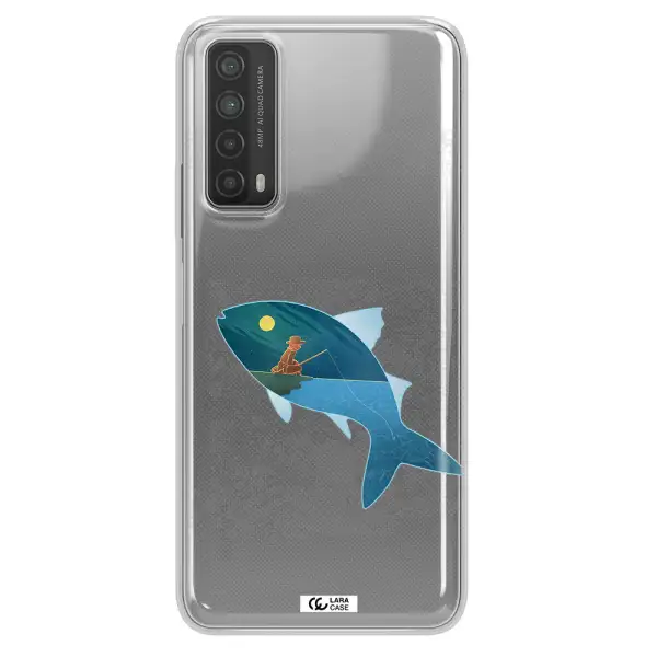 a fish with a man fishing Huawei P Smart 2021 Clear TPU Case