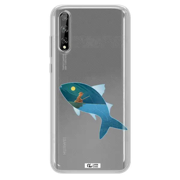 a fish with a man fishing Huawei P Smart S Clear TPU Case