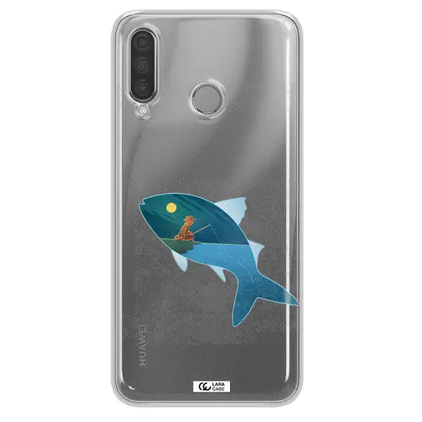 a fish with a man fishing Huawei P30 Lite Clear TPU Case