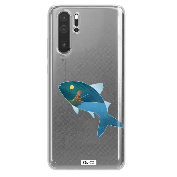 a fish with a man fishing Huawei P30 Pro Clear TPU Case