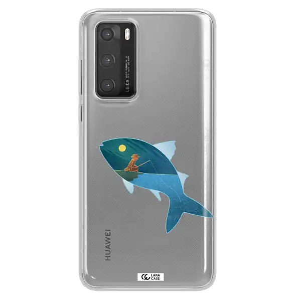 a fish with a man fishing Huawei P40 Clear TPU Case