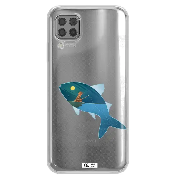 a fish with a man fishing Huawei P40 Lite Clear TPU Case