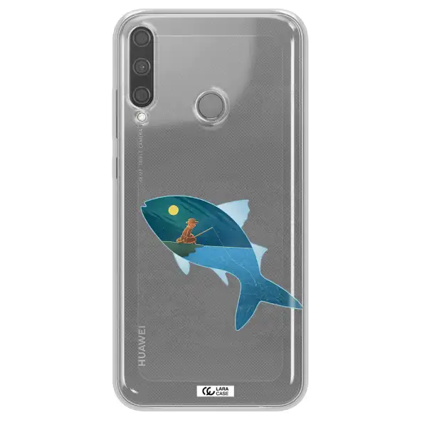 a fish with a man fishing Huawei P40 Lite E Clear TPU Case