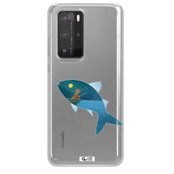 a fish with a man fishing Huawei P40 Pro Clear TPU Case