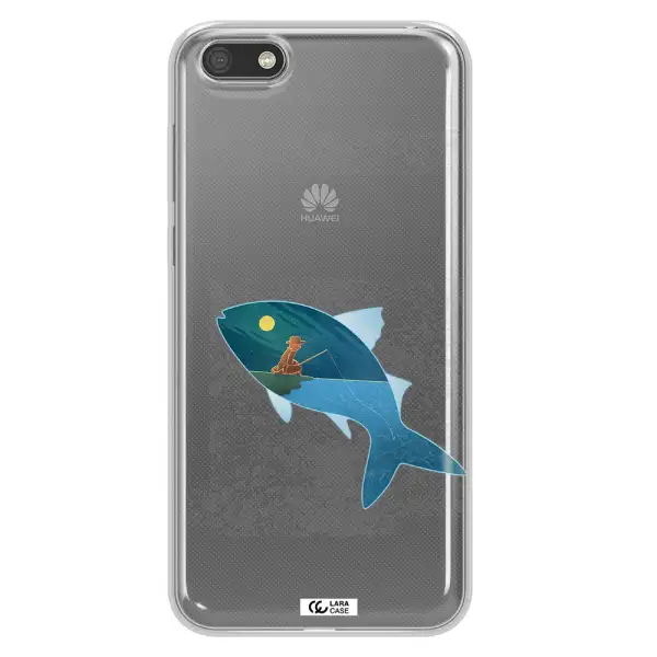a fish with a man fishing Huawei Y5 2018 Clear TPU Case