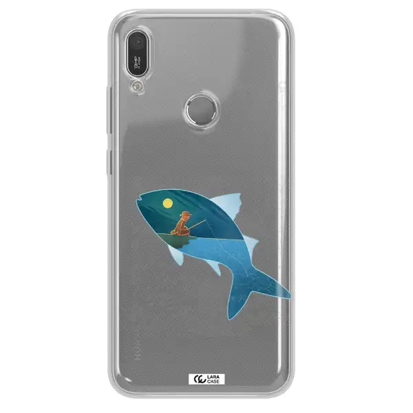 a fish with a man fishing Huawei Y6 2019 Clear TPU Case