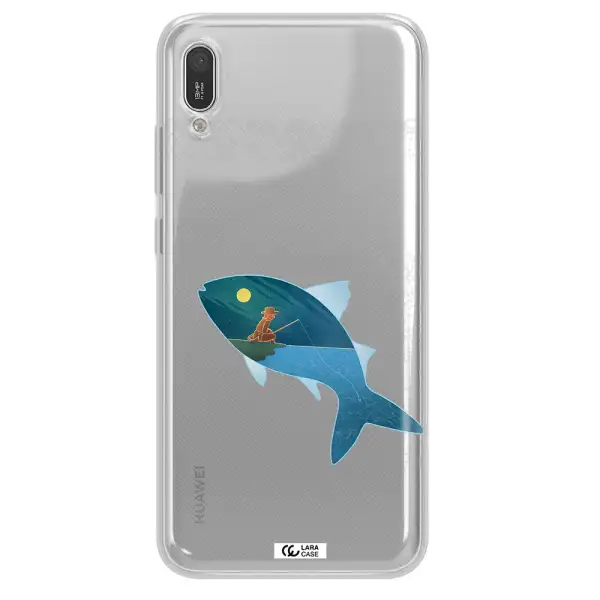 a fish with a man fishing Huawei Y6 Pro 2019 Clear TPU Case