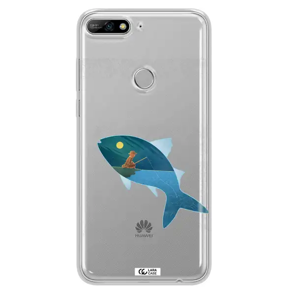 a fish with a man fishing Huawei Y7 2018 Clear TPU Case