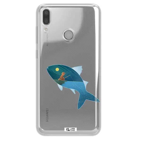 a fish with a man fishing Huawei Y7 2019 Clear TPU Case