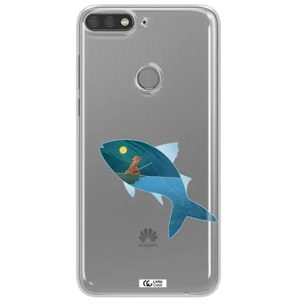 a fish with a man fishing Huawei Y7 Prime 2018 Clear TPU Case