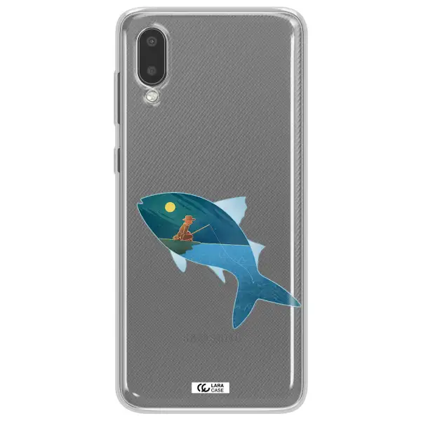 a fish with a man fishing Samsung A02 Clear TPU Case
