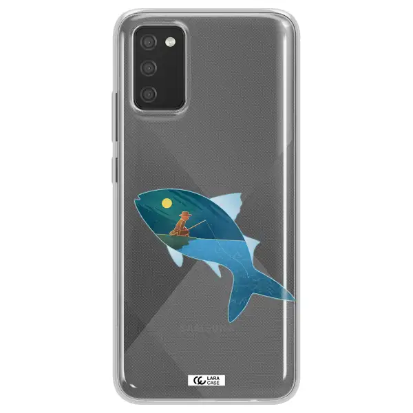 a fish with a man fishing Samsung A02S Clear TPU Case