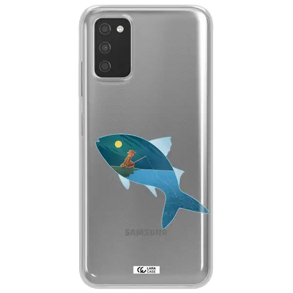 a fish with a man fishing Samsung A03S Clear TPU Case