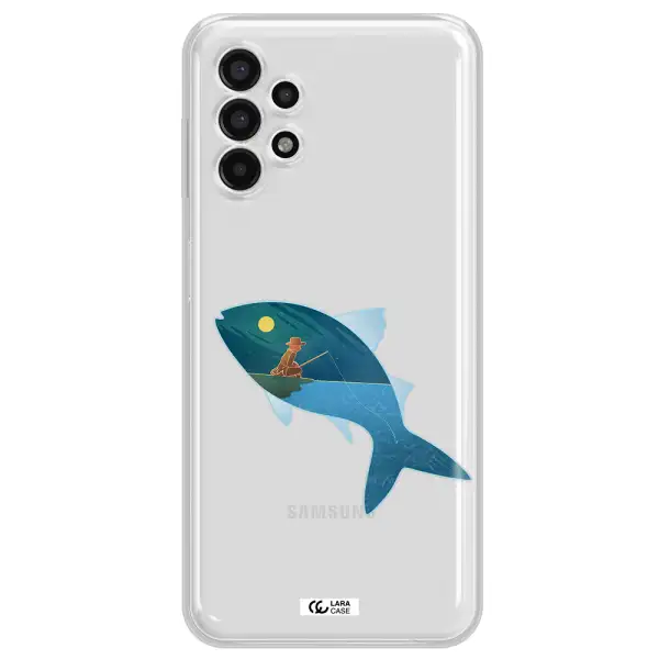 a fish with a man fishing Samsung A13 4g Clear TPU Case